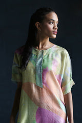 Pastel multi - coloured straight kurta set