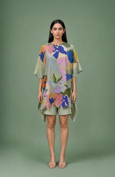 Ikat Cutwork Kaftan Shorts Set