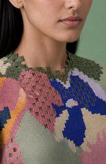 Ikat Cutwork Kaftan Shorts Set