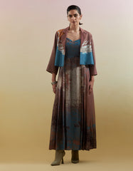 Gliss Brown & Blue Jacket Set