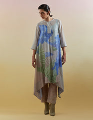 Gliss Beige & Blue Kurta Set
