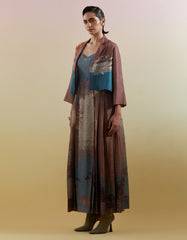 Gliss Brown & Blue Jacket Set