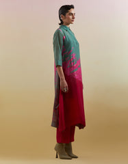 Gliss Green & Pink Kurta Set
