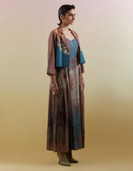 Gliss Brown & Blue Jacket Set