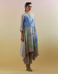 Gliss Beige & Blue Kurta Set