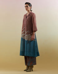 Gliss Brown & Blue Kurta Set