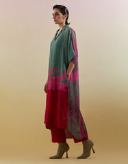 Gliss Green & Pink Long Kurta Set