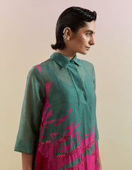 Gliss Green & Pink Kurta Set