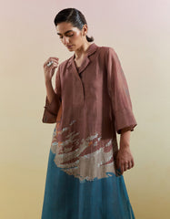 Gliss Brown & Blue Kurta Set