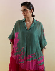 Gliss Green & Pink Long Kurta Set