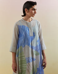 Gliss Beige & Blue Kurta Set