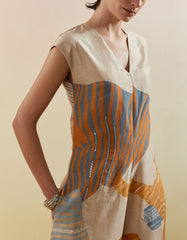 Gliss Beige & Teal Jumpsuit