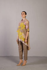 Candy Floss Smoky Beige & Bright Yellow Kurta Set