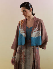 Gliss Brown & Blue Jacket Set