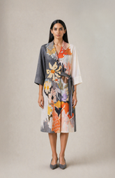 Ikat Cutwork Wrap Dress