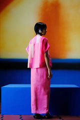 Candy Floss blush pink dhoti-skirt set