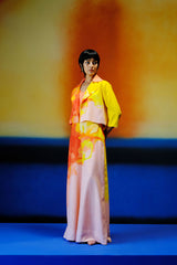 Diffuse bright orange & yellow jumpsuit