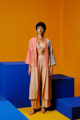 Diffuse Peach & Grey Jacket Set