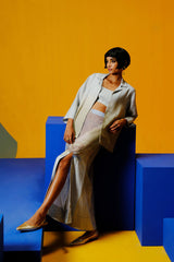 Diffuse Pastel Blue & Green Skirt Set