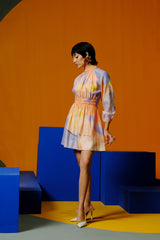 Candy Floss Soft Blue & Orange Dress