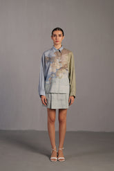 Diffuse Pastel Blue & Green Skirt Set