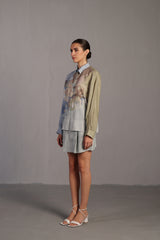 Diffuse Pastel Blue & Green Skirt Set