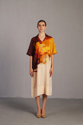 Diffuse Brown & Ochre Long Dress