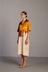 Diffuse Brown & Ochre Long Dress