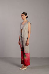 Diffuse Crimson Red & Grey Jacket Set