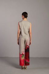 Diffuse Crimson Red & Grey Jacket Set