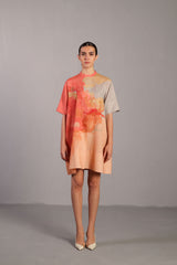 Diffuse Peach & Grey Short Dress