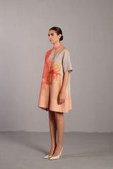 Diffuse Peach & Grey Short Dress