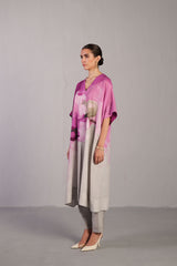 Diffuse Beetroot & Light Grey Kurta Set