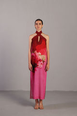Diffuse Fuchsia Pink Halter Dress