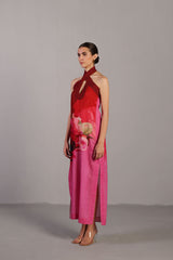 Diffuse Fuchsia Pink Halter Dress