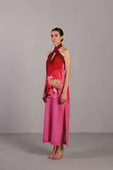 Diffuse Fuchsia Pink Halter Dress