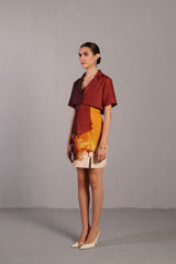 Diffuse Brown & Ochre Short Dress