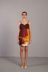 Diffuse Brown & Ochre Short Dress