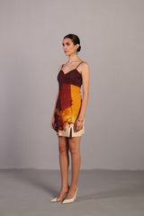Diffuse Brown & Ochre Short Dress