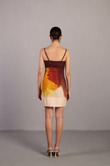 Diffuse Brown & Ochre Short Dress