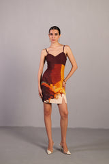 Diffuse Brown & Ochre Short Dress