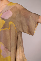 Candy Floss Smoky Beige & Bright Yellow A line Kurta Set