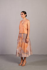 Candy Floss Soft Grey & Orange Skirt Set