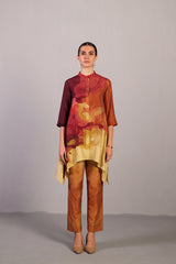 Diffuse Wine & Cream Kurta Set