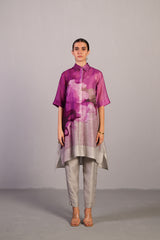 Diffuse Beetroot & Light Grey Kurta Set