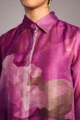 Diffuse Beetroot & Light Grey Kurta Set