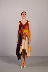 Diffuse Wine & Cream Dress