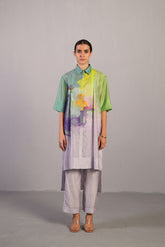 Diffuse Neon Blue & Green Kurta Set