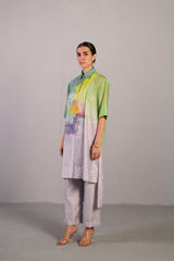 Diffuse Neon Blue & Green Kurta Set
