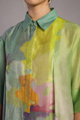 Diffuse Neon Blue & Green Kurta Set